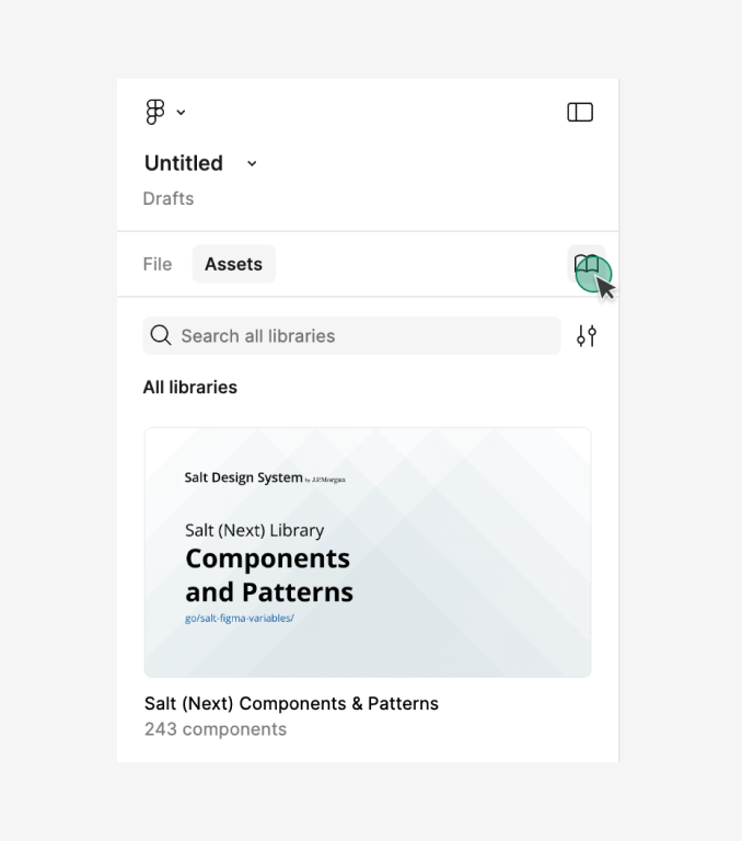 Screenshot of Figma's assets panel displaying the 'Salt: Components Light' library