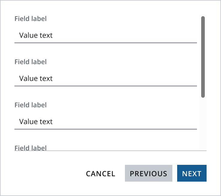 Example showing a form overflowing behind a button bar. The button bar has a top border.
