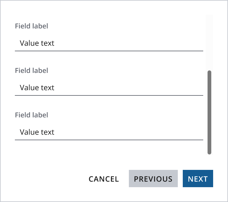 Example showing the end of a form. The button bar has no top border.