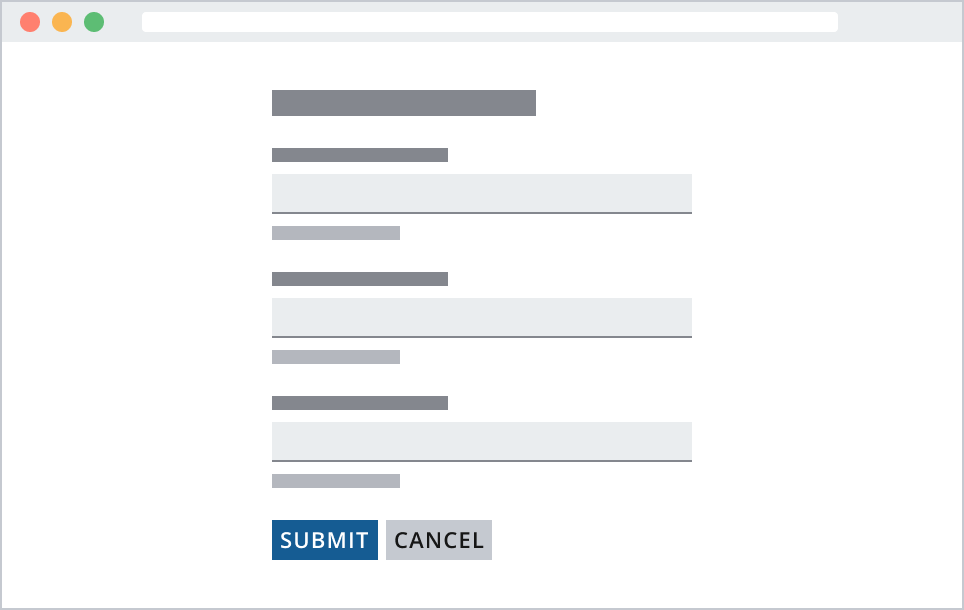 Example showing button bar with Submit on the left as a CTA, and Cancel as primary to the right of Submit.