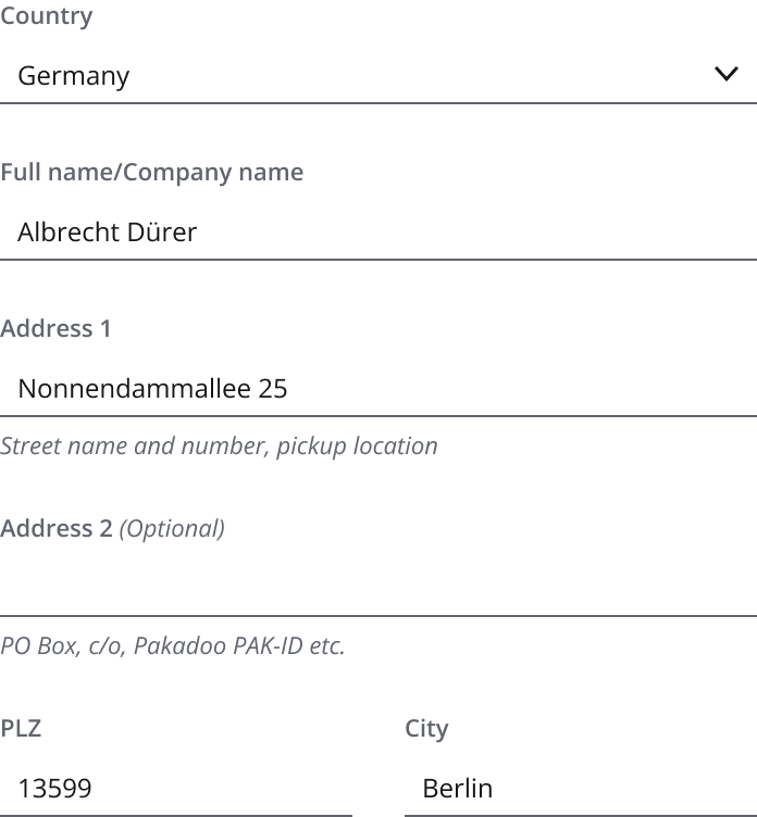Example showing Dynamic template with Germany selected